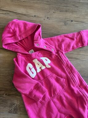 Baby GAP Pink Hooded Fleece One-Piece